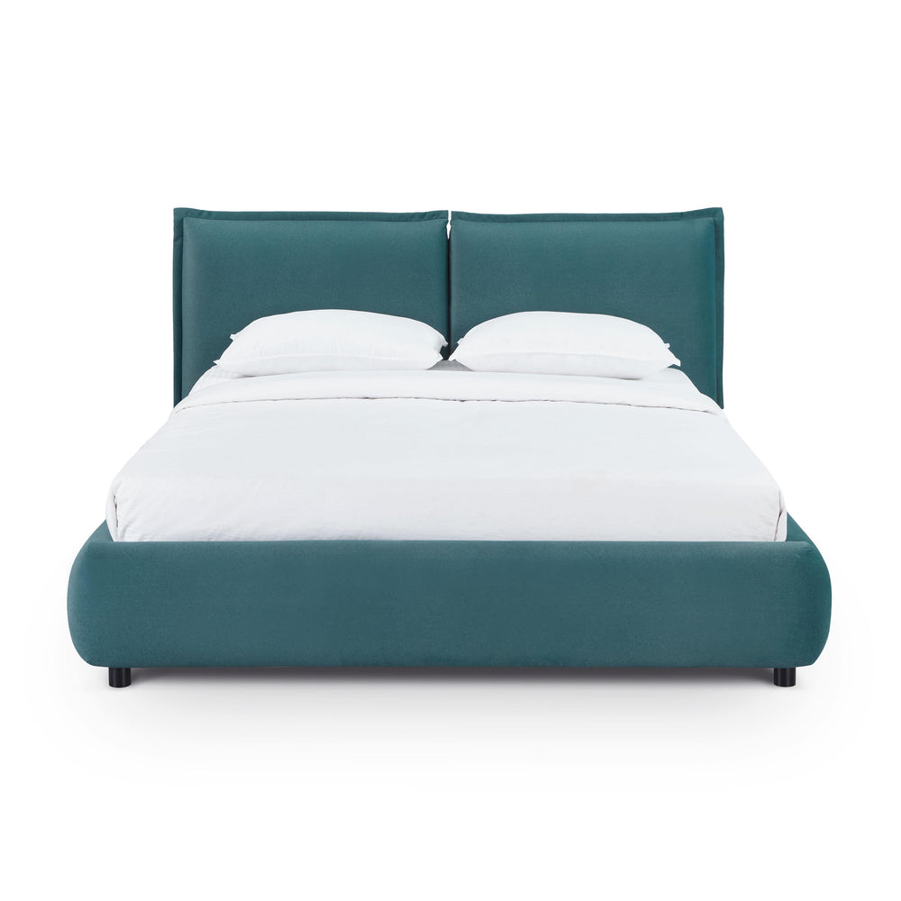 Mel Teal Performance Faux Mohair Velvet Bed - Queen