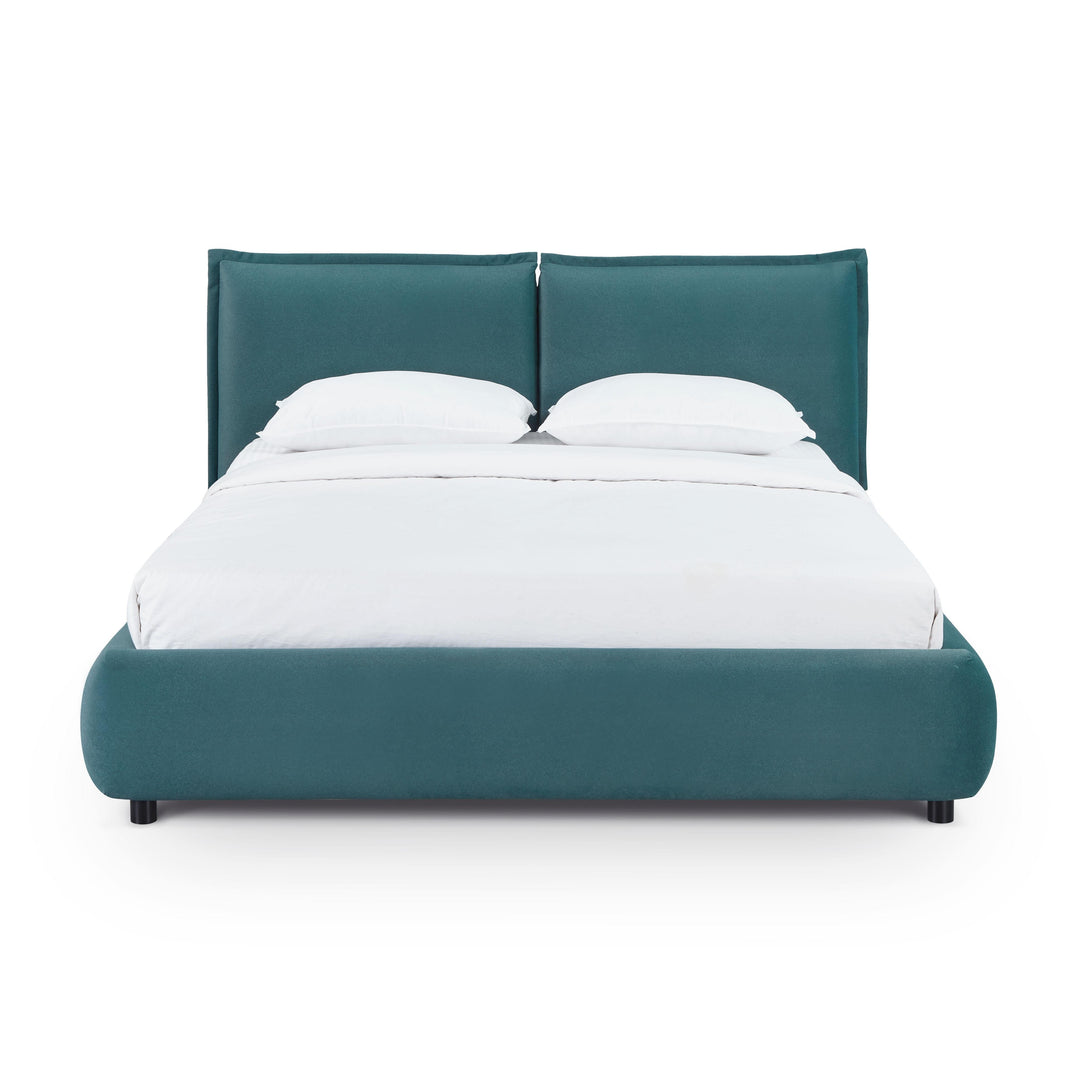 Mel Teal Performance Faux Mohair Velvet Bed - Queen