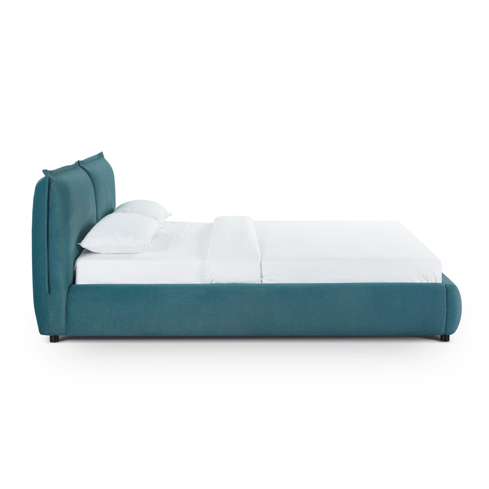 Mel Teal Performance Faux Mohair Velvet Bed - Queen