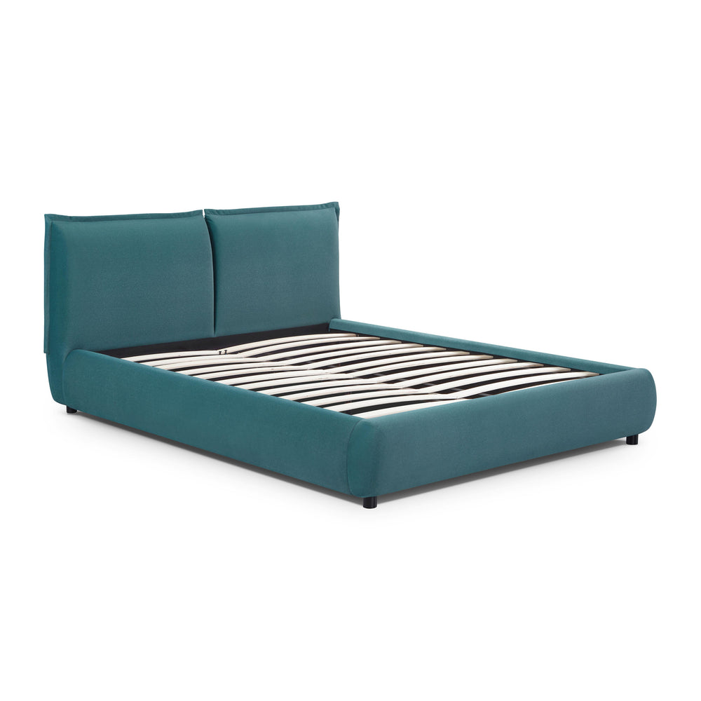 Mel Teal Performance Faux Mohair Velvet Bed - Queen