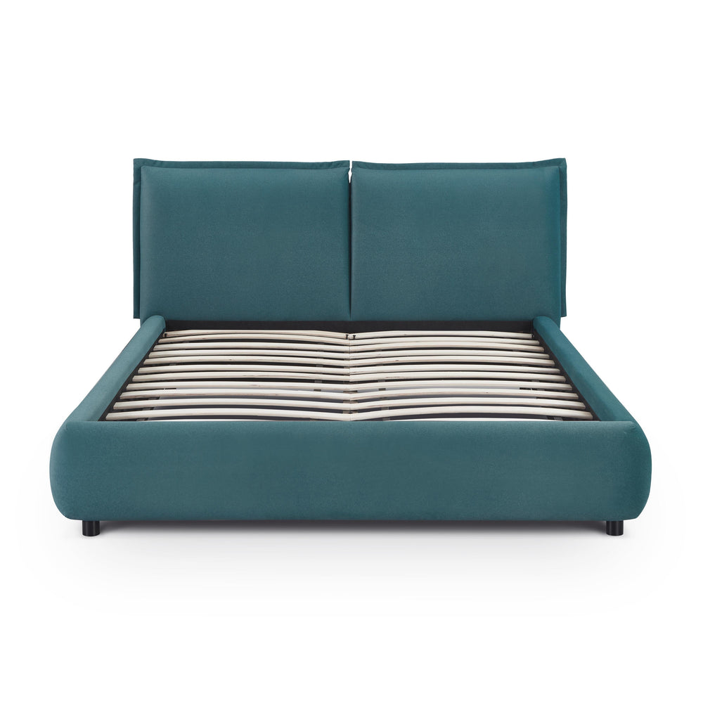 Mel Teal Performance Faux Mohair Velvet Bed - Queen