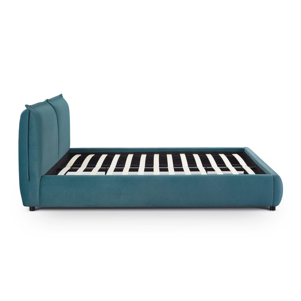 Mel Teal Performance Faux Mohair Velvet Bed - Queen