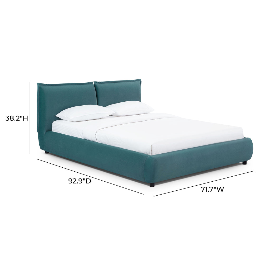 Mel Teal Performance Faux Mohair Velvet Bed - Queen