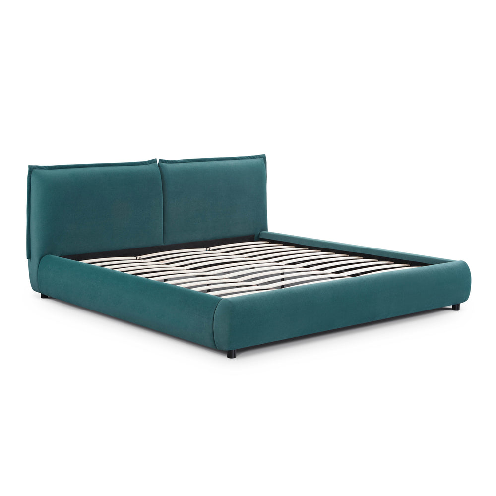 Mel Teal Performance Faux Mohair Velvet Bed - King