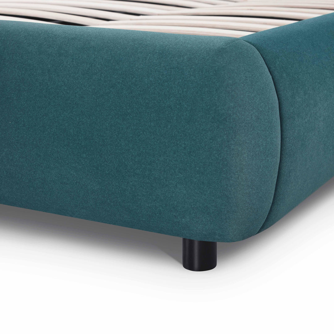 Mel Teal Performance Faux Mohair Velvet Bed - King