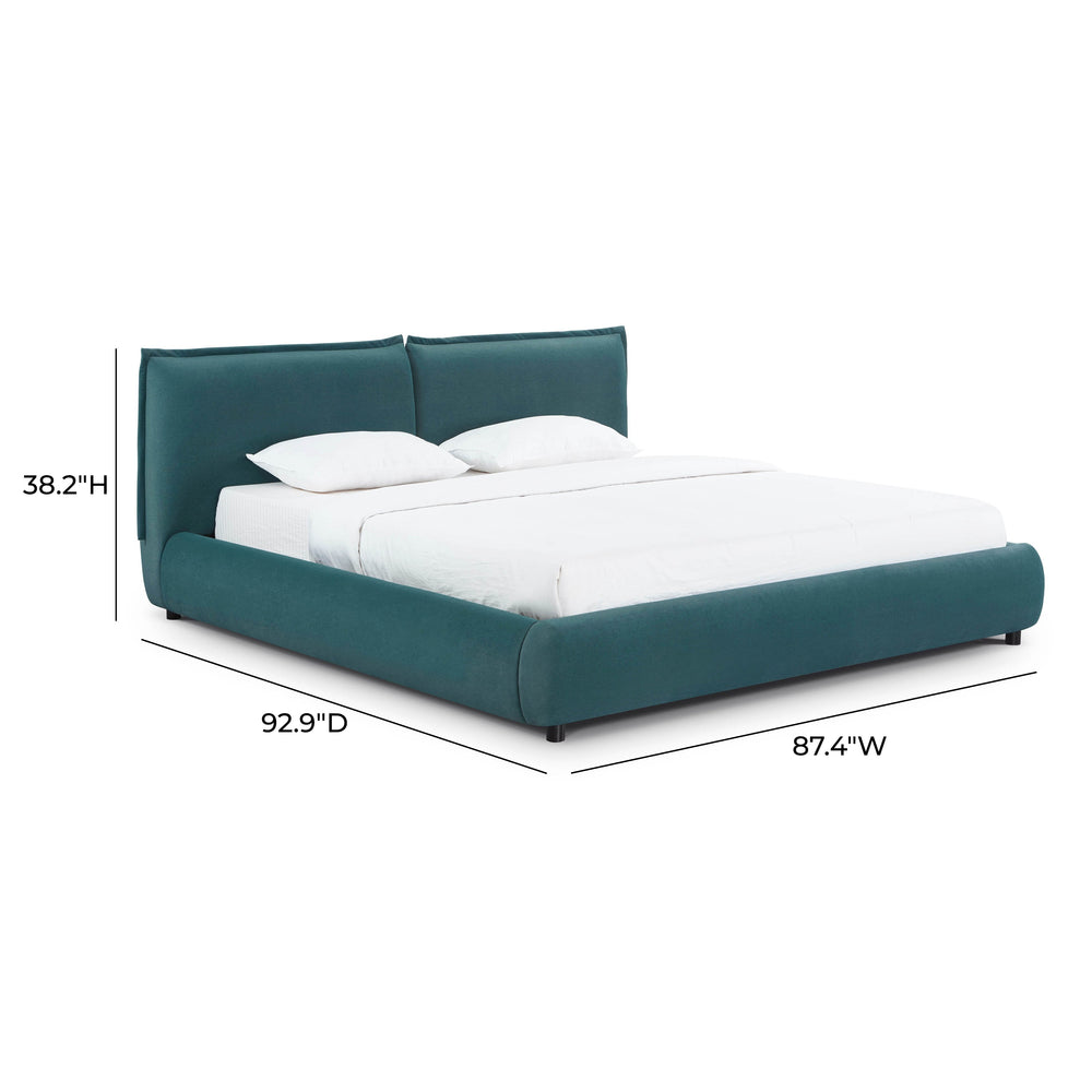 Mel Teal Performance Faux Mohair Velvet Bed - King