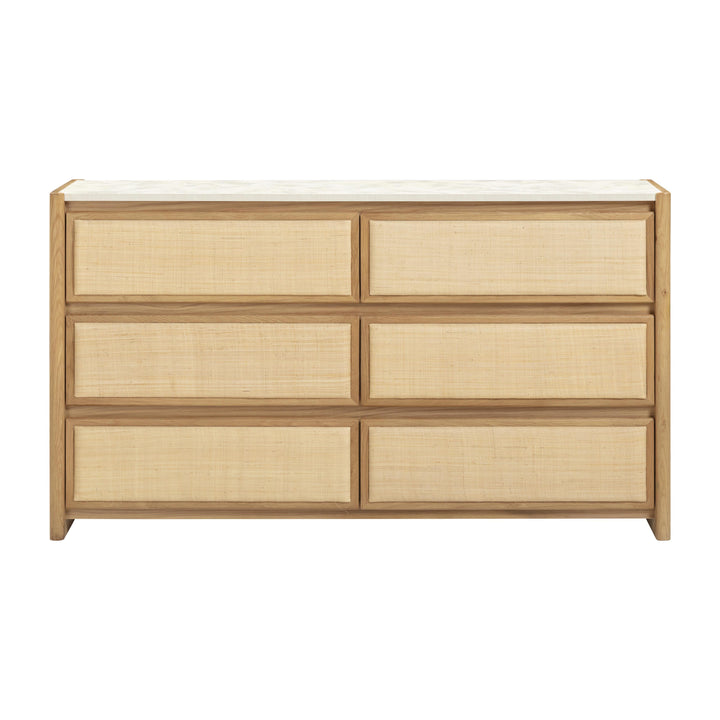Paige 56" Natural Oak 6-Drawer Dresser