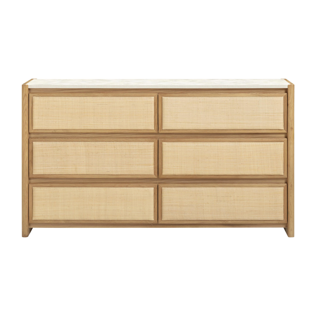 Paige 56" Natural Oak 6-Drawer Dresser