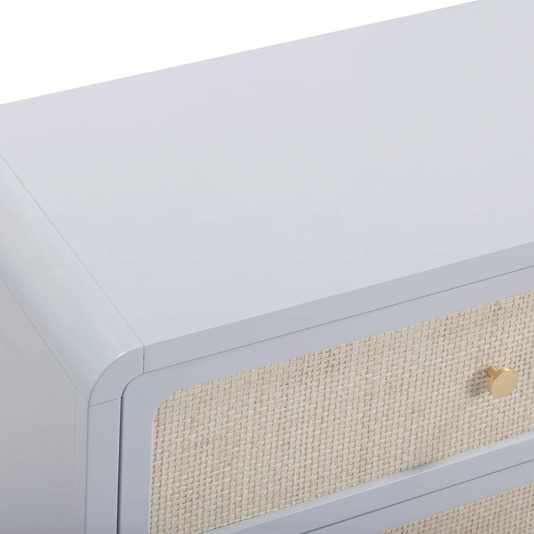 Patty 62" Blue Rattan 6-Drawer Dresser