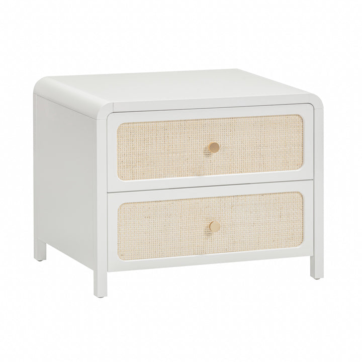 Patty 28" White Rattan 2-Drawer Nightstand