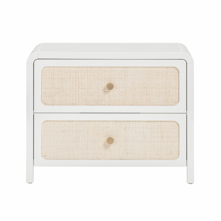 Patty 28" White Rattan 2-Drawer Nightstand