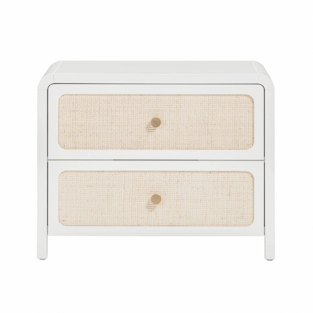 Patty 28" White Rattan 2-Drawer Nightstand