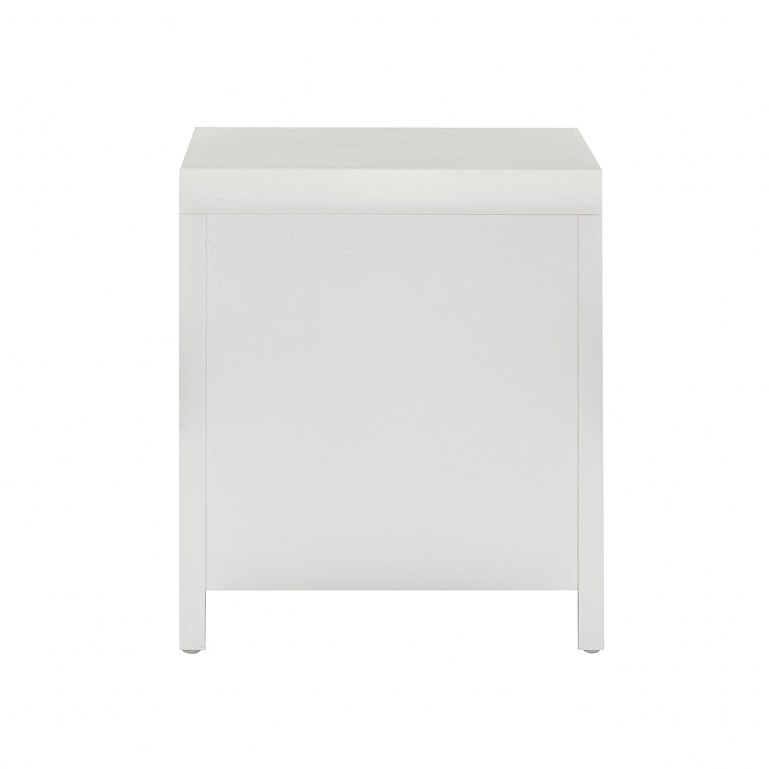 Patty 28" White Rattan 2-Drawer Nightstand