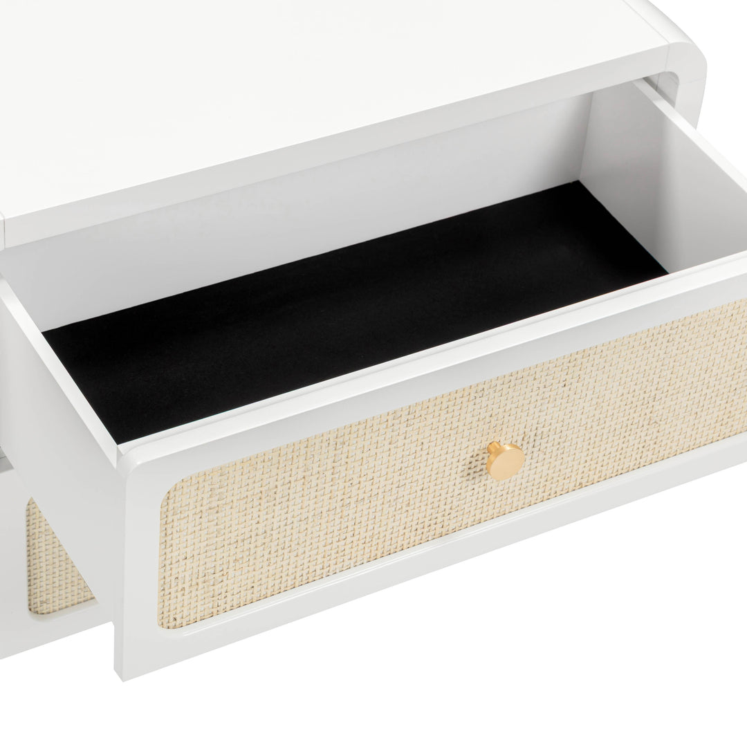 Patty 28" White Rattan 2-Drawer Nightstand