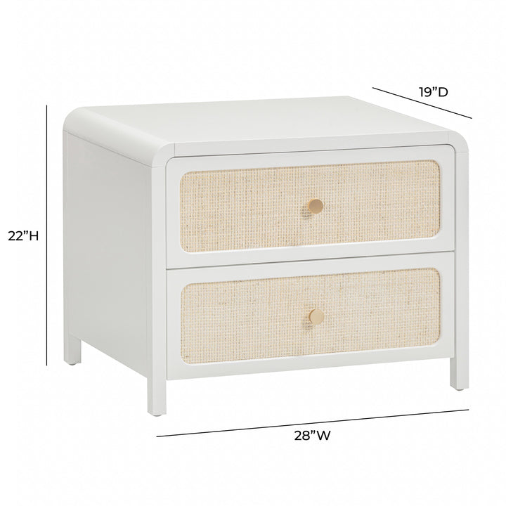 Patty 28" White Rattan 2-Drawer Nightstand