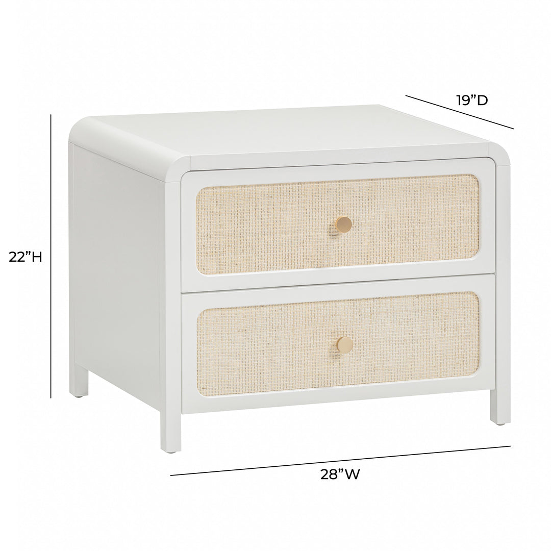 Patty 28" White Rattan 2-Drawer Nightstand