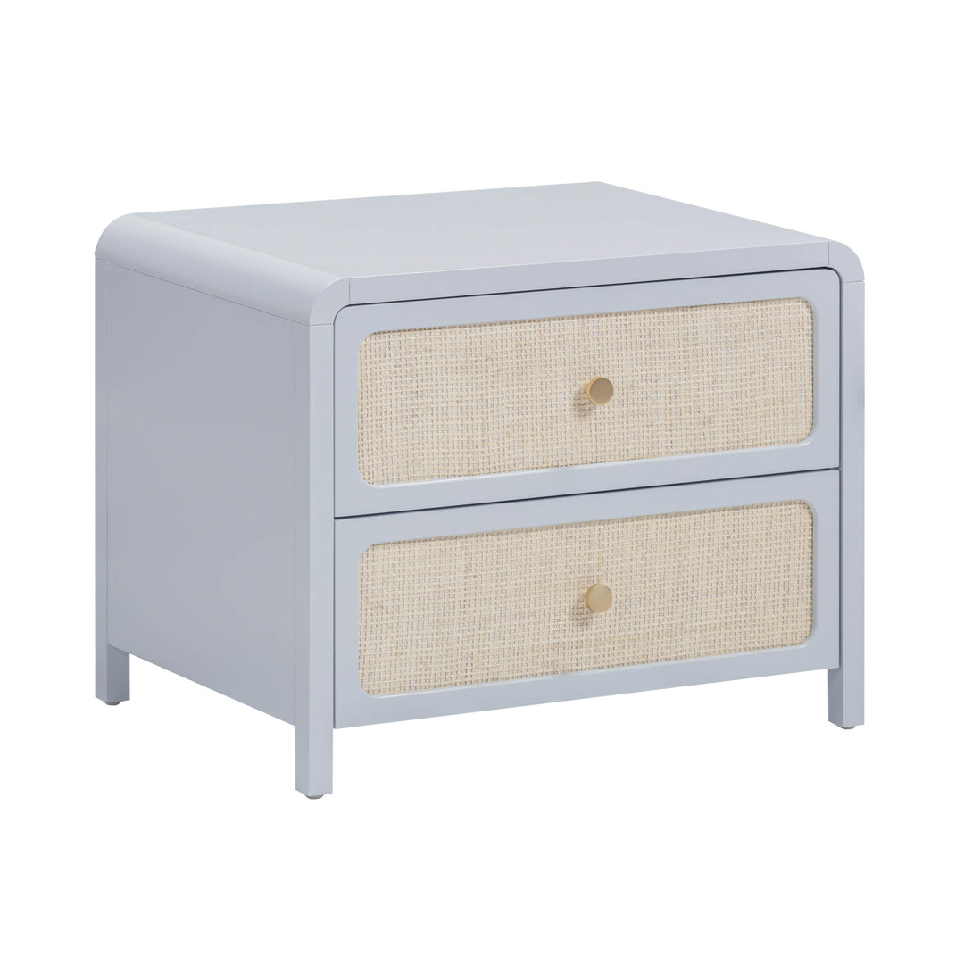 Patty 28" Blue Rattan 2-Drawer Nightstand