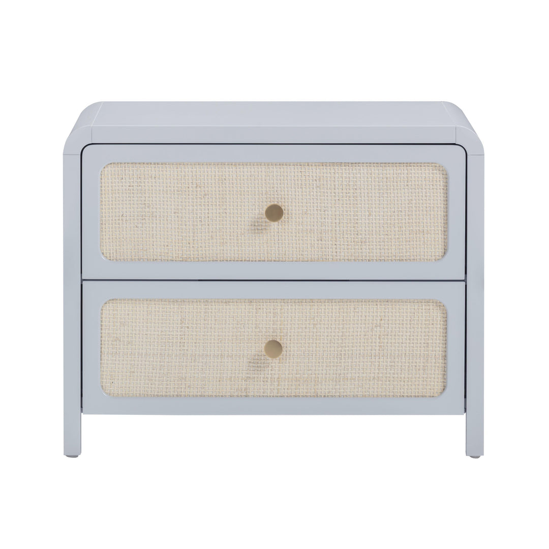 Patty 28" Blue Rattan 2-Drawer Nightstand