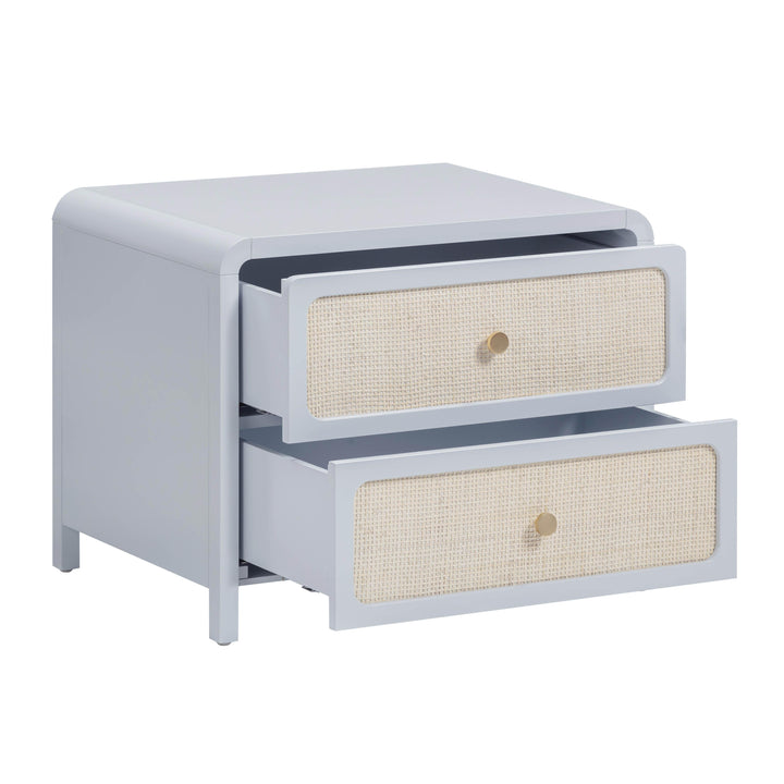 Patty 28" Blue Rattan 2-Drawer Nightstand