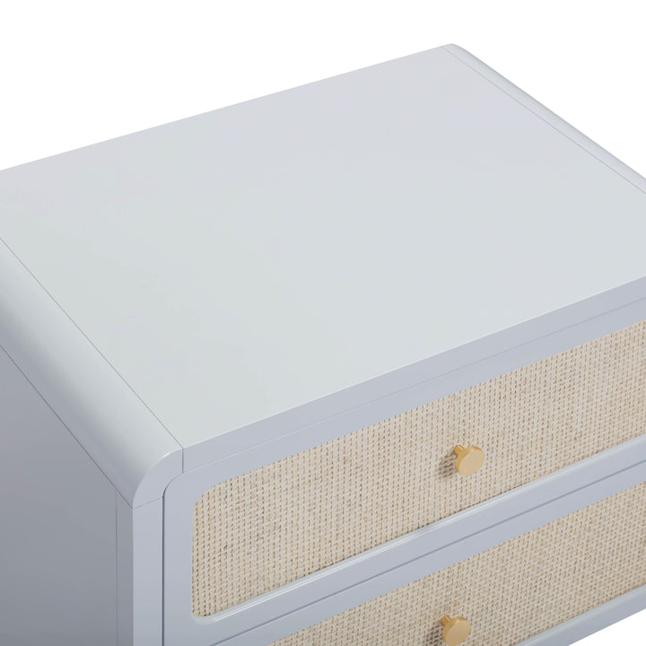 Patty 28" Blue Rattan 2-Drawer Nightstand