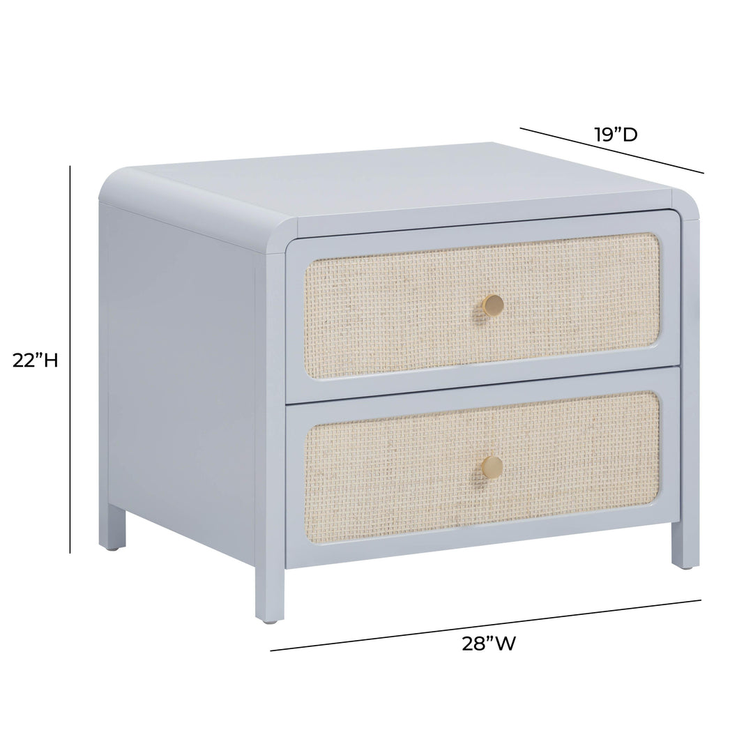 Patty 28" Blue Rattan 2-Drawer Nightstand
