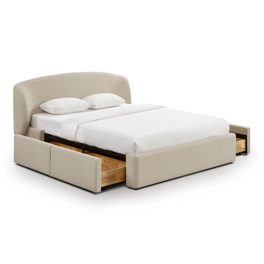 Corey Taupe Upcycled Performance Linen Storage Bed - Queen
