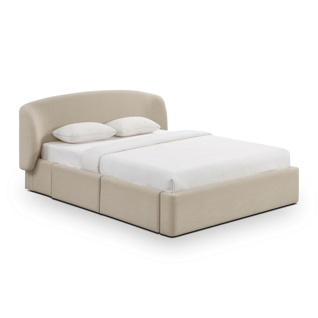 Corey Taupe Upcycled Performance Linen Storage Bed - Queen
