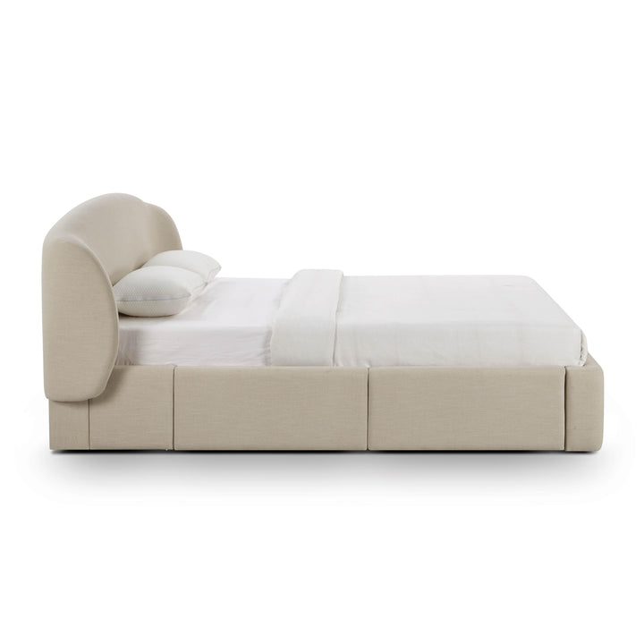 Corey Taupe Upcycled Performance Linen Storage Bed - Queen