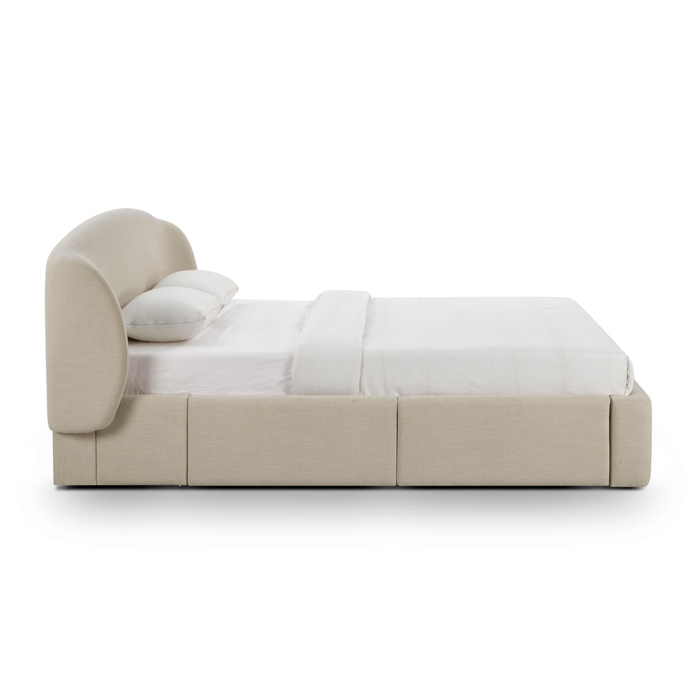 Corey Taupe Upcycled Performance Linen Storage Bed - Queen