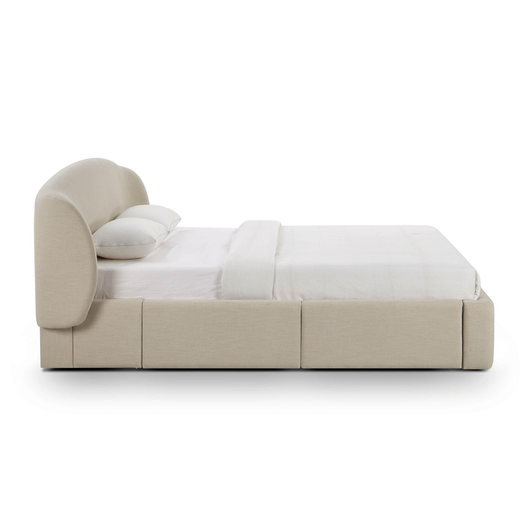 Corey Taupe Upcycled Performance Linen Storage Bed - Queen