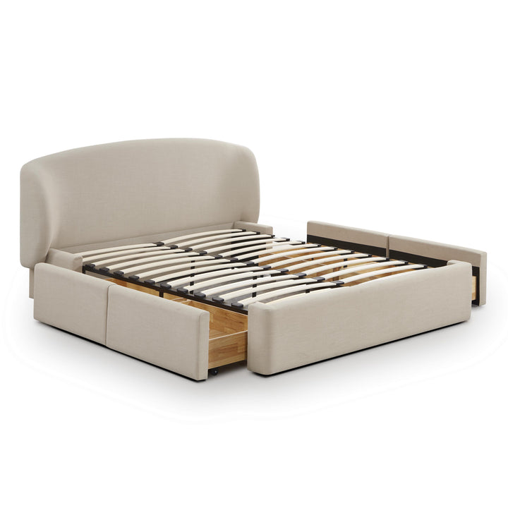 Corey Taupe Upcycled Performance Linen Storage Bed - Queen
