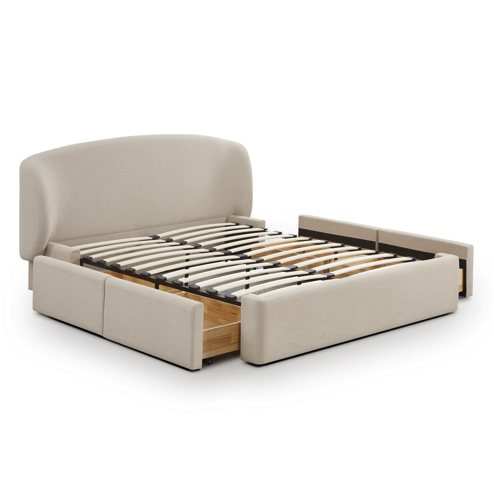 Corey Taupe Upcycled Performance Linen Storage Bed - Queen