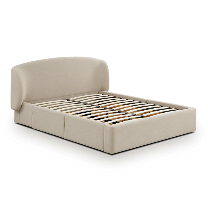 Corey Taupe Upcycled Performance Linen Storage Bed - Queen