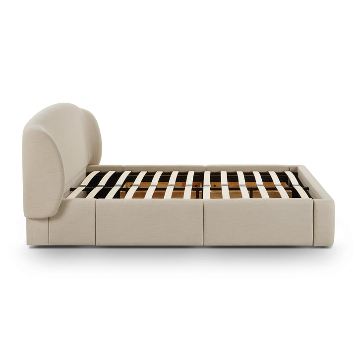 Corey Taupe Upcycled Performance Linen Storage Bed - Queen