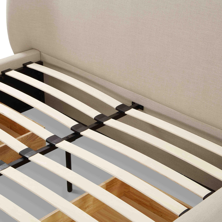 Corey Taupe Upcycled Performance Linen Storage Bed - Queen