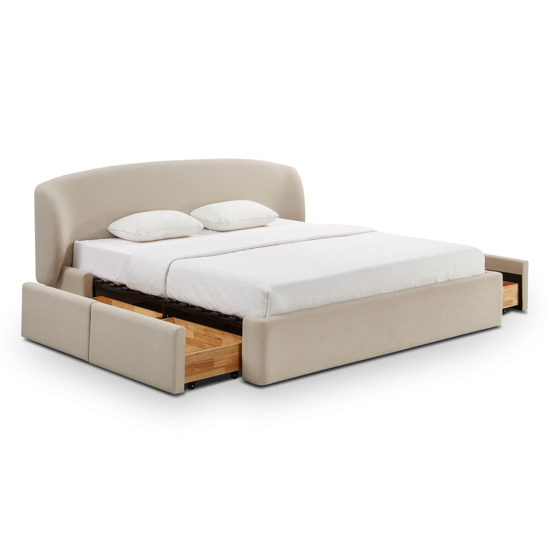 Corey Taupe Upcycled Performance Linen Storage Bed - King
