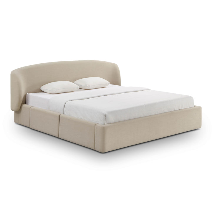 Corey Taupe Upcycled Performance Linen Storage Bed - King