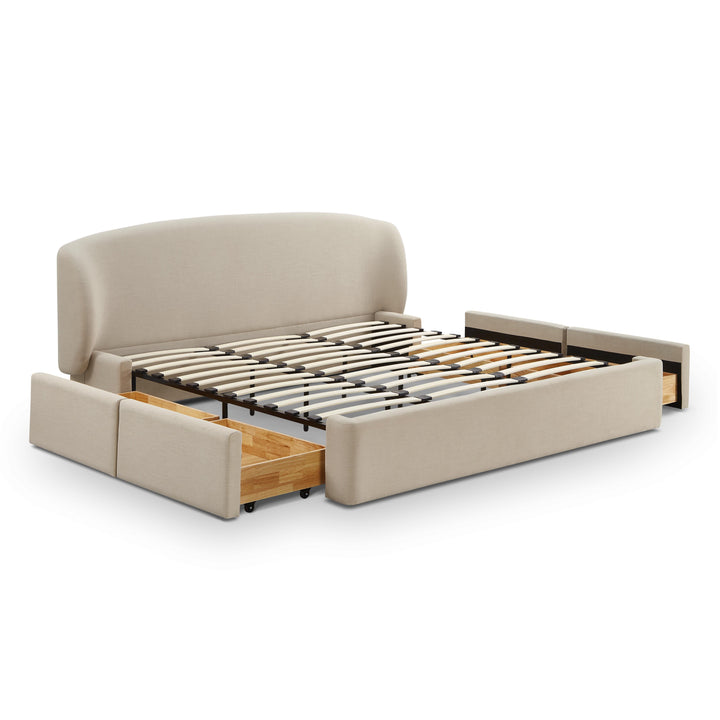 Corey Taupe Upcycled Performance Linen Storage Bed - King