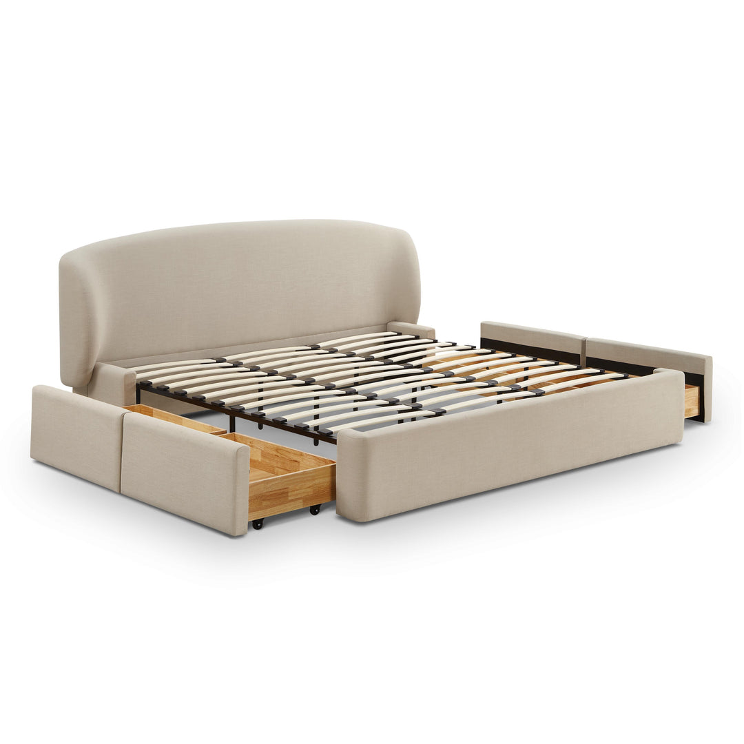 Corey Taupe Upcycled Performance Linen Storage Bed - King