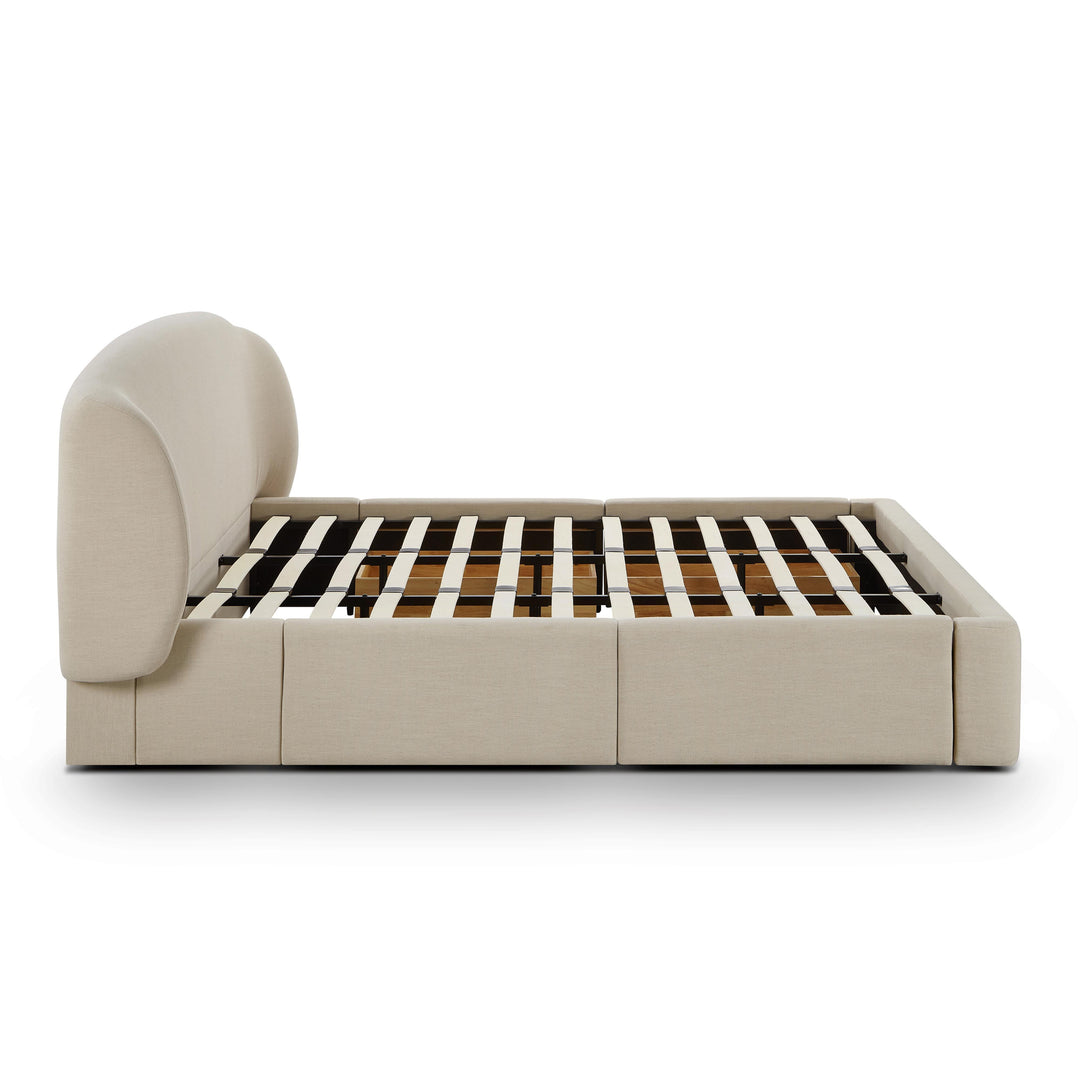 Corey Taupe Upcycled Performance Linen Storage Bed - King