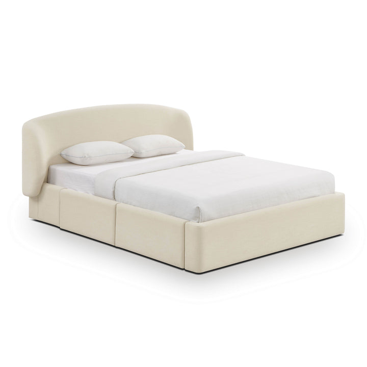 Corey Cream Upcycled Performance Linen Storage Bed - Queen