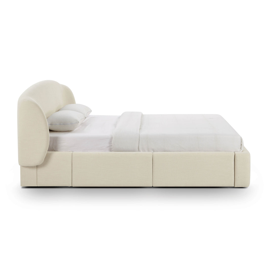 Corey Cream Upcycled Performance Linen Storage Bed - Queen