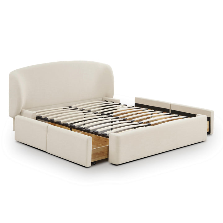 Corey Cream Upcycled Performance Linen Storage Bed - Queen