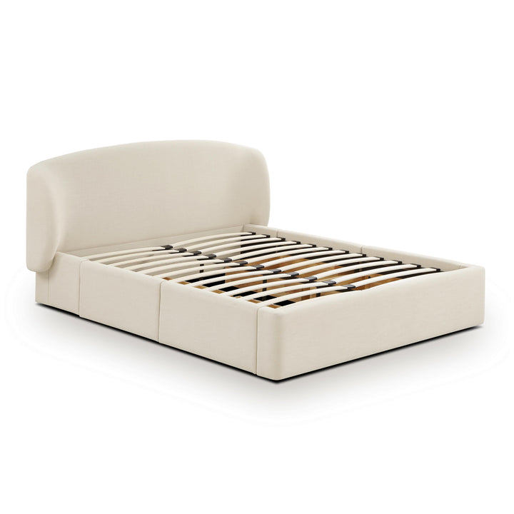 Corey Cream Upcycled Performance Linen Storage Bed - Queen