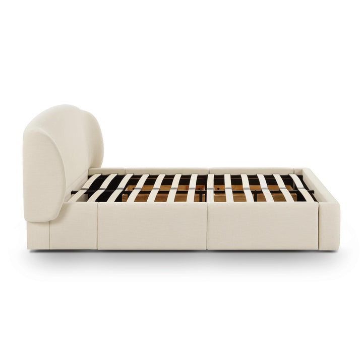 Corey Cream Upcycled Performance Linen Storage Bed - Queen