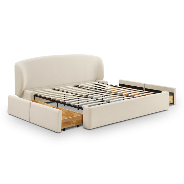 Corey Cream Upcycled Performance Linen Storage Bed - King