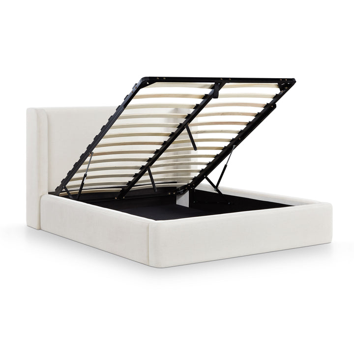 Harmony Cream Performance Chenille Storage Bed - Queen