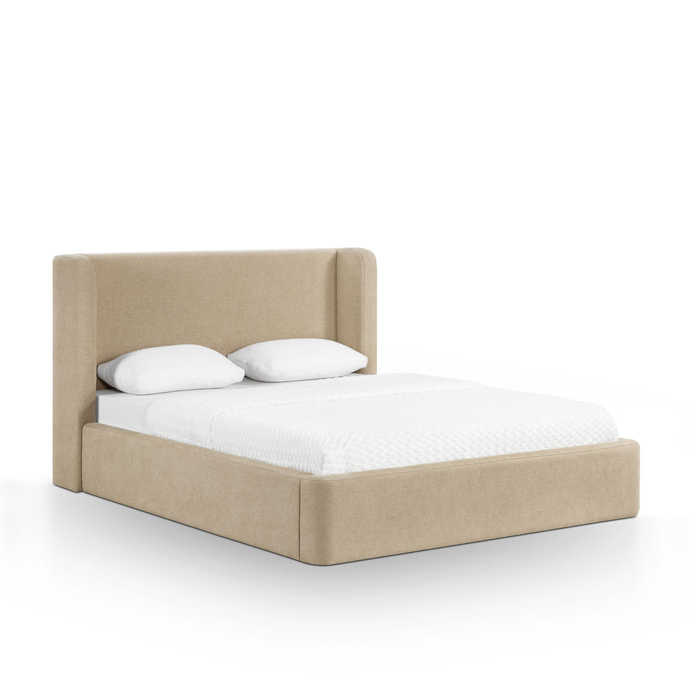 Harmony Tan Performance Chenille Storage Bed - Queen