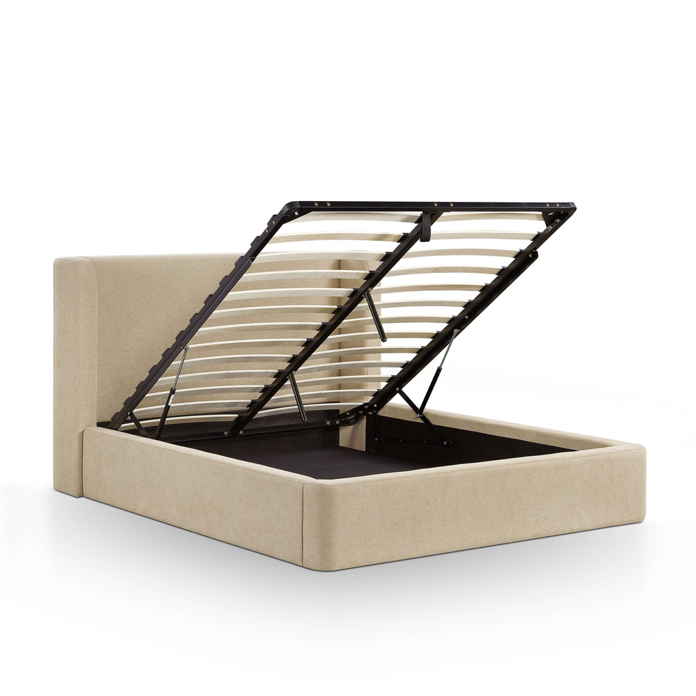 Harmony Tan Performance Chenille Storage Bed - Queen