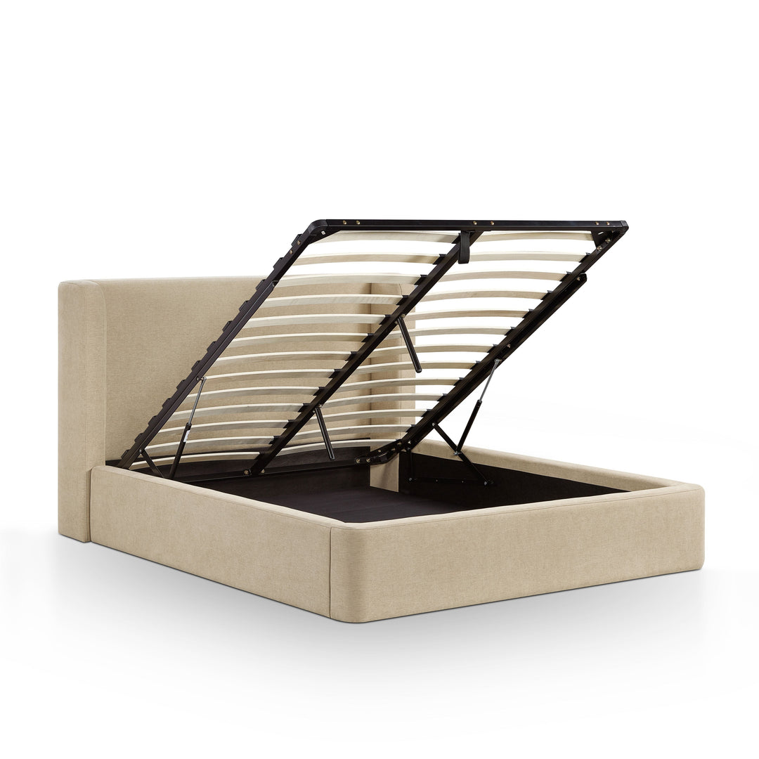 Harmony Tan Performance Chenille Storage Bed - Queen
